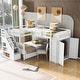 preview thumbnail 2 of 30, Twin-Twin over Full L-Shaped Bunk Bed With 3 Drawers, Portable Desk and Wardrobe