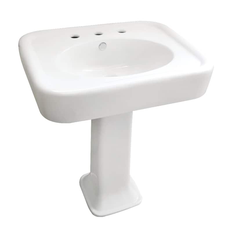 Kingston Brass Robert 25-9/16" Rectangular Porcelain Pedestal Bathroom - White