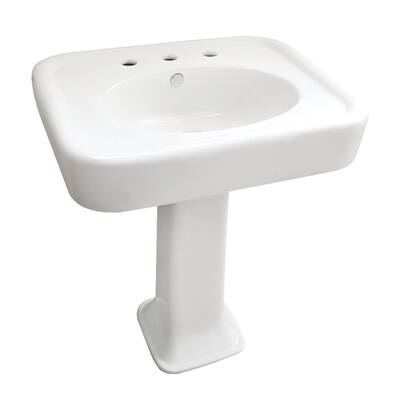 Kingston Brass Robert 25-9/16" Rectangular Porcelain Pedestal Bathroom