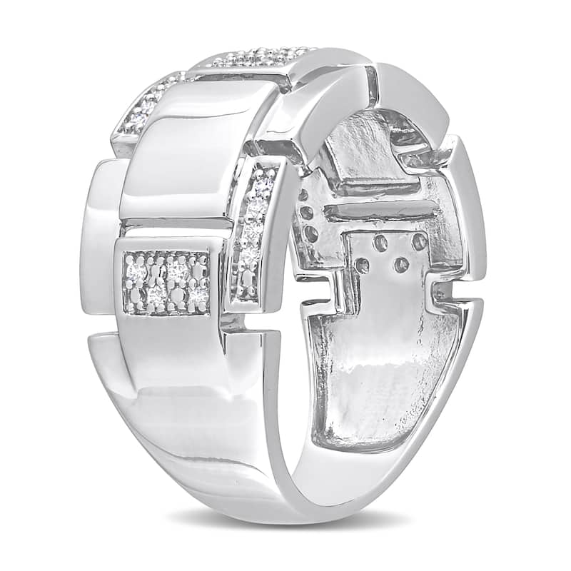 Miadora 1/4 CT TW Diamond Mens Ring in Sterling Silver