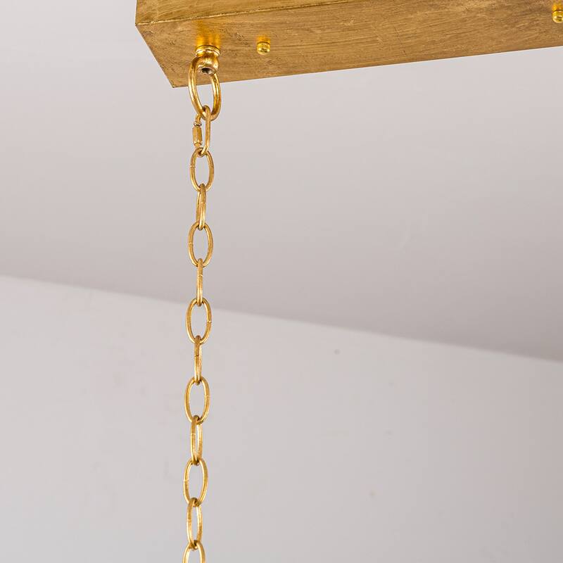 5-Light Antique Gold Wavy Dimmable Kitchen Island Chandelier Hanging Pendant