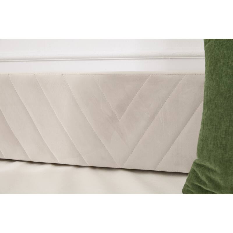 Twin Size Velvet Daybed with Trundle, USB Charging Port & Side Pockets, Modern Upholstered Sofa Bed with V-Pattern Backrest