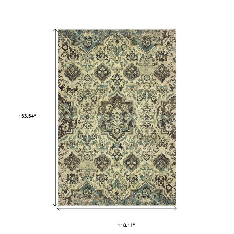 HomeRootsOriental Traditional Rectangle Area Rug - 153.54' X '118.11' X '0.32