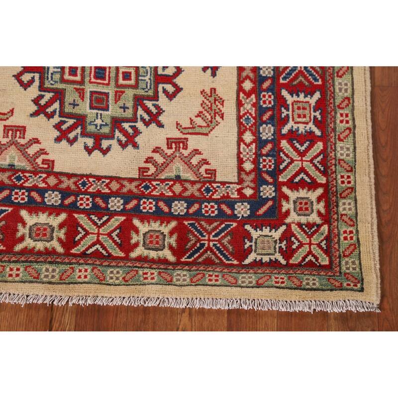 Kazak Accent Rug Handmade Beige Wool Carpet - 3'3"x 5'4"