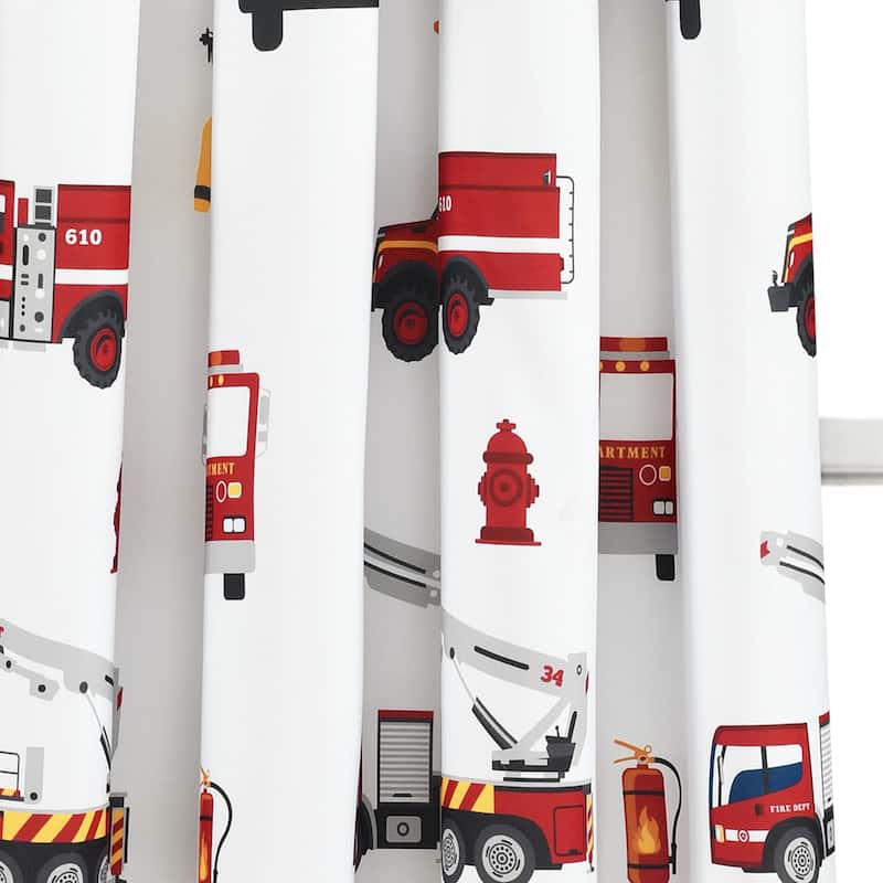 Lush Decor Fire Truck Window Curtain Panel Pair