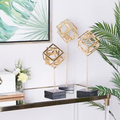 CosmoLiving by Cosmopolitan Marble Contemporary Sculpture (Set of 3) - S/3 14",17", 20"H