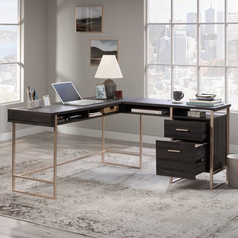 47.3" office desk with power outlet, 3 drawers, Side Pocket, Study Desk Easy to Assemble, Frame stability Reversible for home