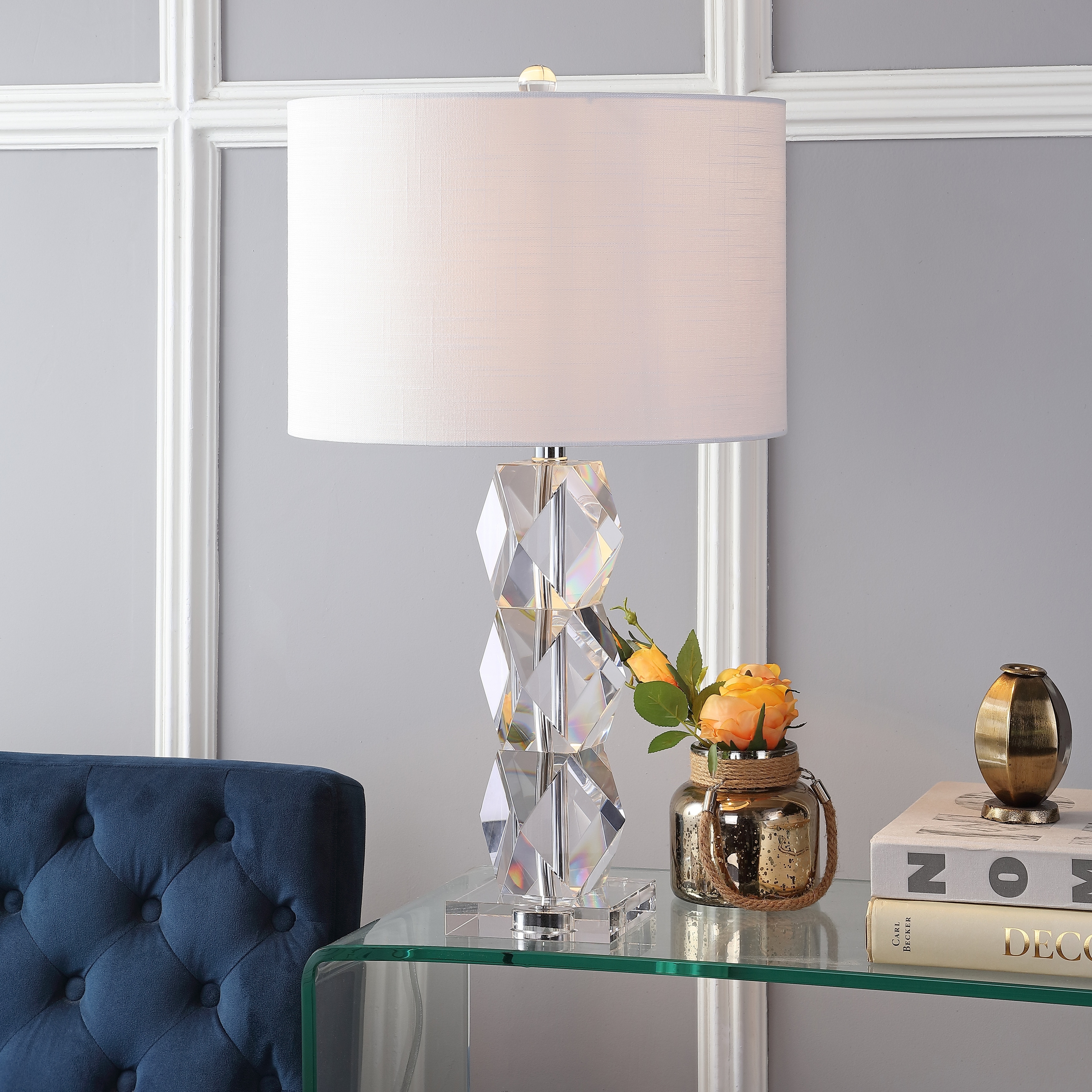 JONATHAN Y Sofia 26" Crystal LED Table Lamp, Clear