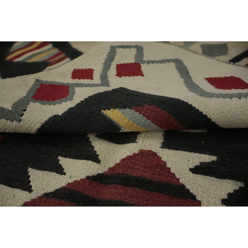 Hand Woven Oriental 100% Wool Carpet Southwestern Tribal Black Kilim Area Rug - 11' 6'' X 8' 4''