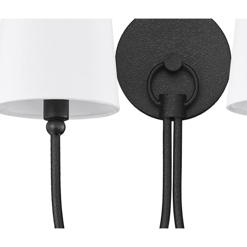 Traditional Rustic 2-Light Sconce in Black With Shade
