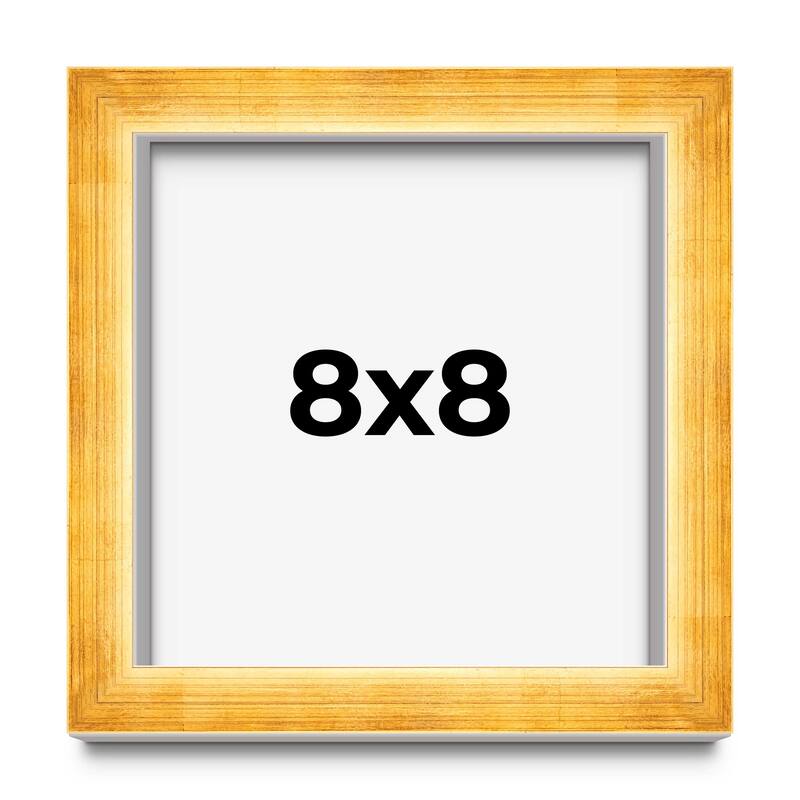 8x8 Shadow Box Frame Gold | 1.625 Inches Deep Real Wood Traditional
