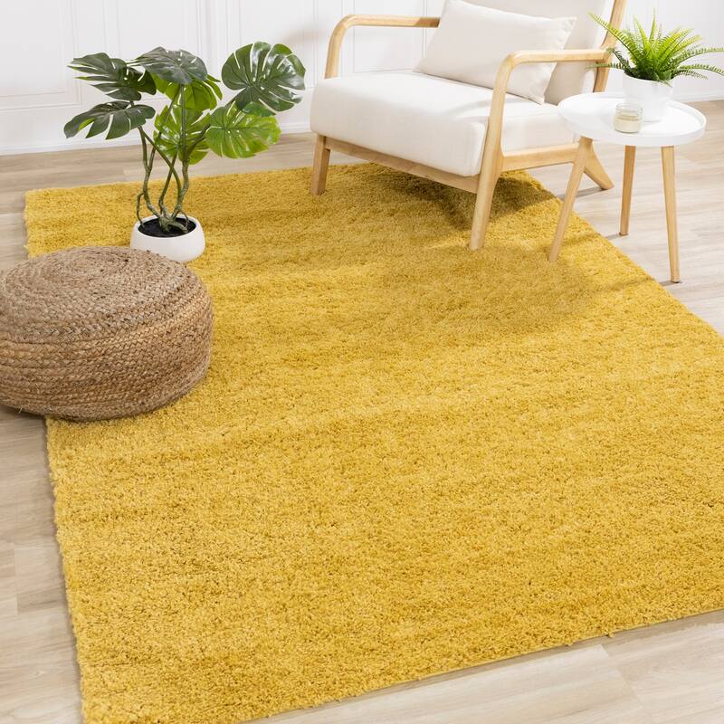 Taylor Collection - Plush Yellow Shag Area Rug - 7'10" x 10'6"