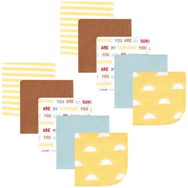 slide 1 of 1, Hudson Baby Flannel Cotton Washcloths, My Sunshine 10 Pack, One Size - My Sunshine 10 Pack - One Size One Size - My Sunshine 10 Pack