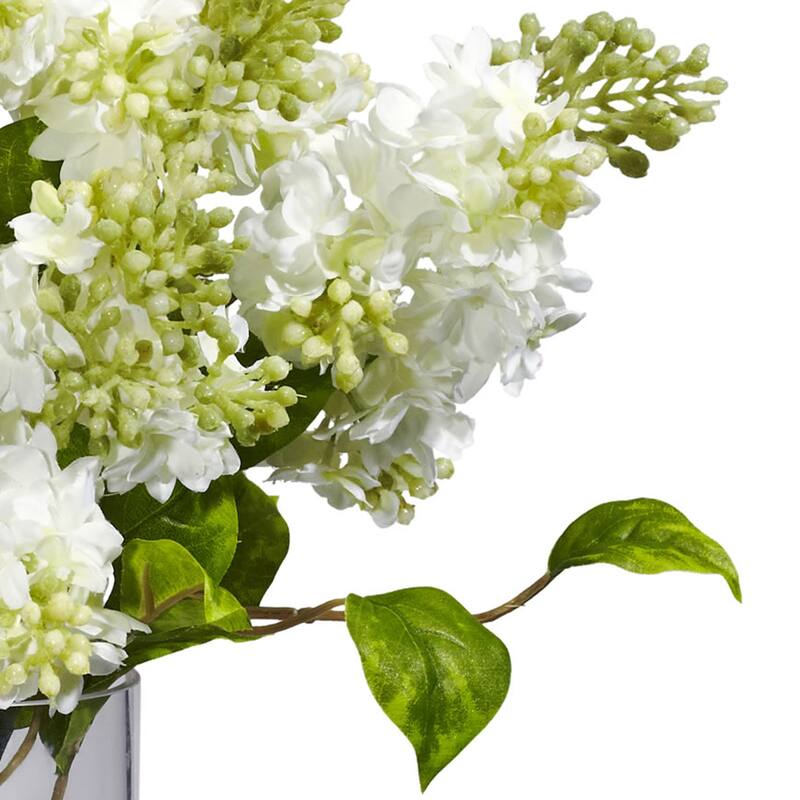 Silk Flower Arrangement Lilac Vase Decor - Faux Lilacs Home Decor Centerpiece - 9" x 9" x 15" - 15