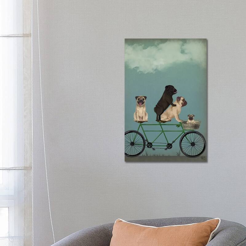 iCanvas "Pug Tandem" by Fab Funky Canvas Print - 26x18x1.5