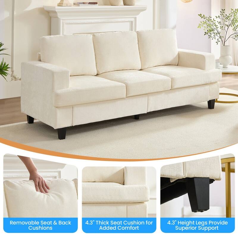 Mixoy W82" Chenille Straight Sectional Sofa,Cloud Sleeper Comfy Upholstered 3-Seater Sofa Couch