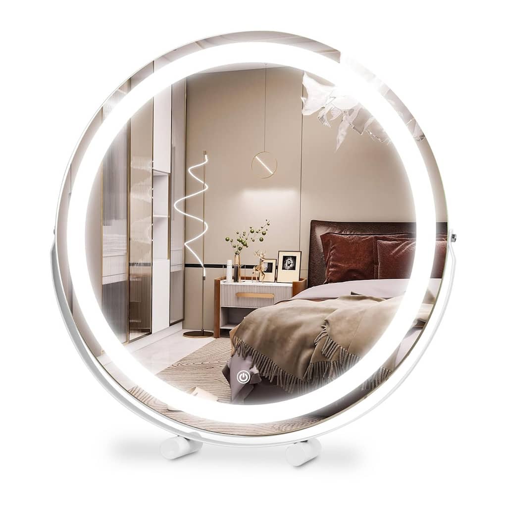 19-Inch Large Round Vanity Mirror with LED Halo Light