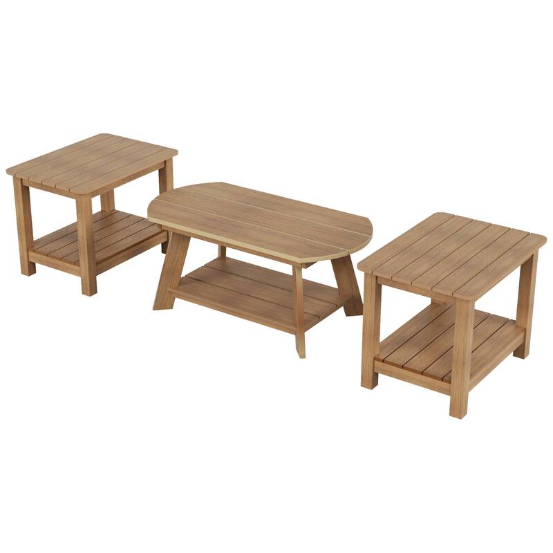 Vineyard HIPS Outdoor Eco-Friendly Coffee Table and Side Tables (3-Piece Set)