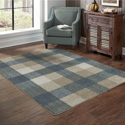 Style Haven Archer Farmhouse Plaid Teal/ Grey Indoor Area Rug