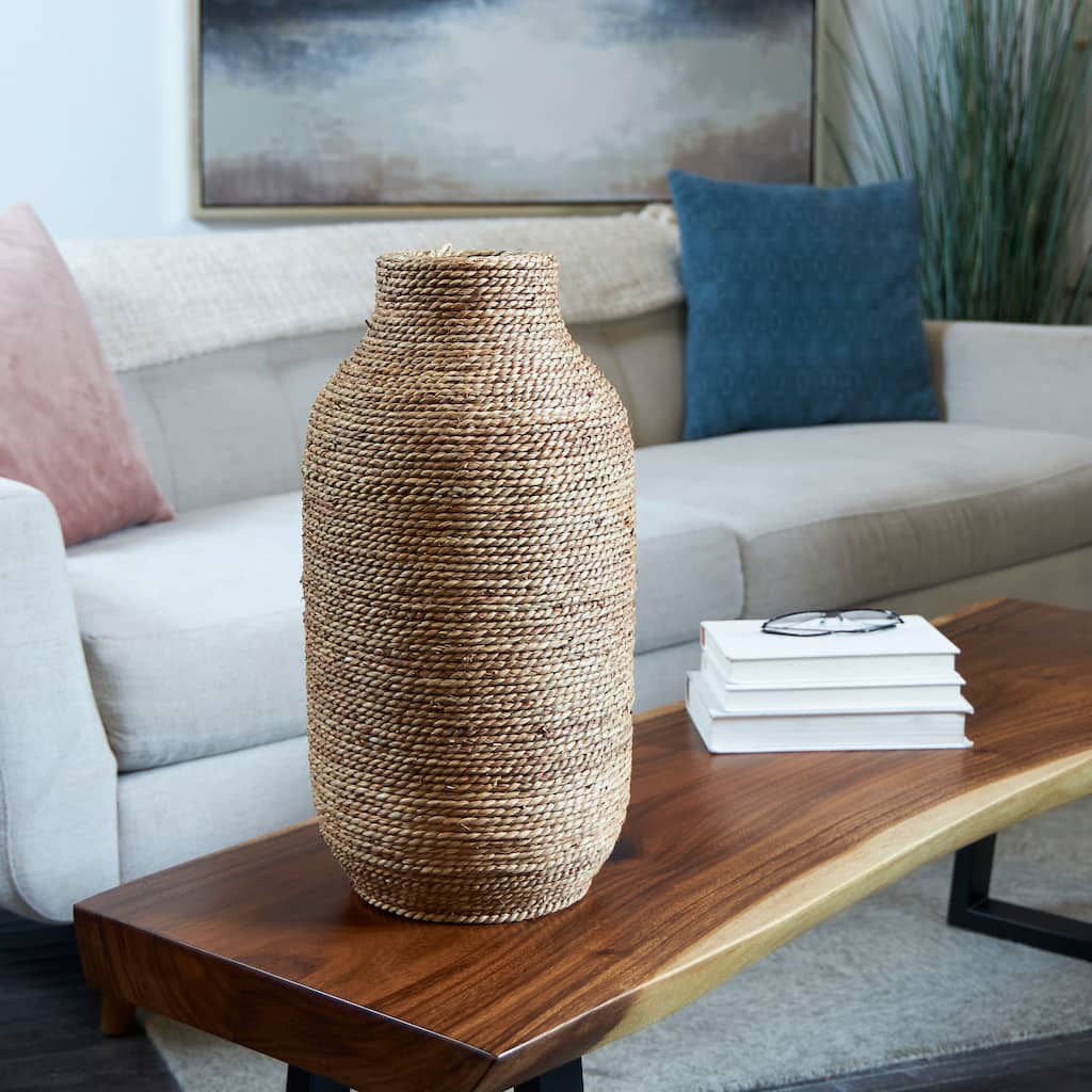 Brown Seagrass Handmade Wrapped Decorative Vase