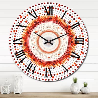 Designart "Boho Mandala In Retro Blue And Orange IV" Boho Mandala Oversized Wall Clock