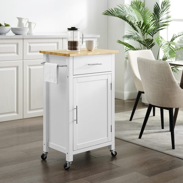 Crosley Savannah Wood Top Compact Kitchen Island/Cart - 15.75d x 22.25w x  37h - On Sale - Bed Bath & Beyond - 31104178