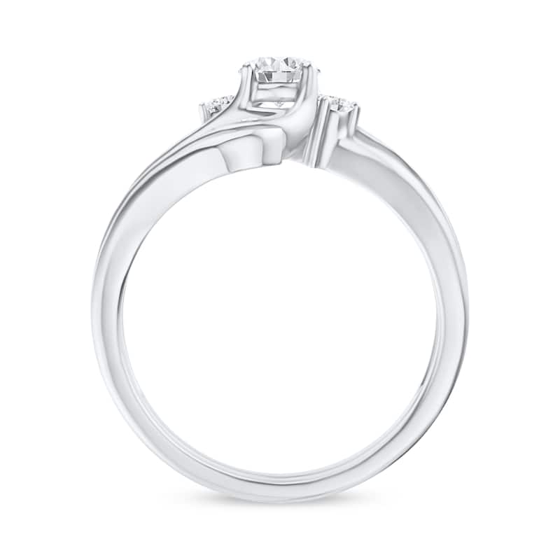 IGI Certified 1/2ct TDW Diamond Three Stone Swirl Bridal Set in 14K White Gold for Women