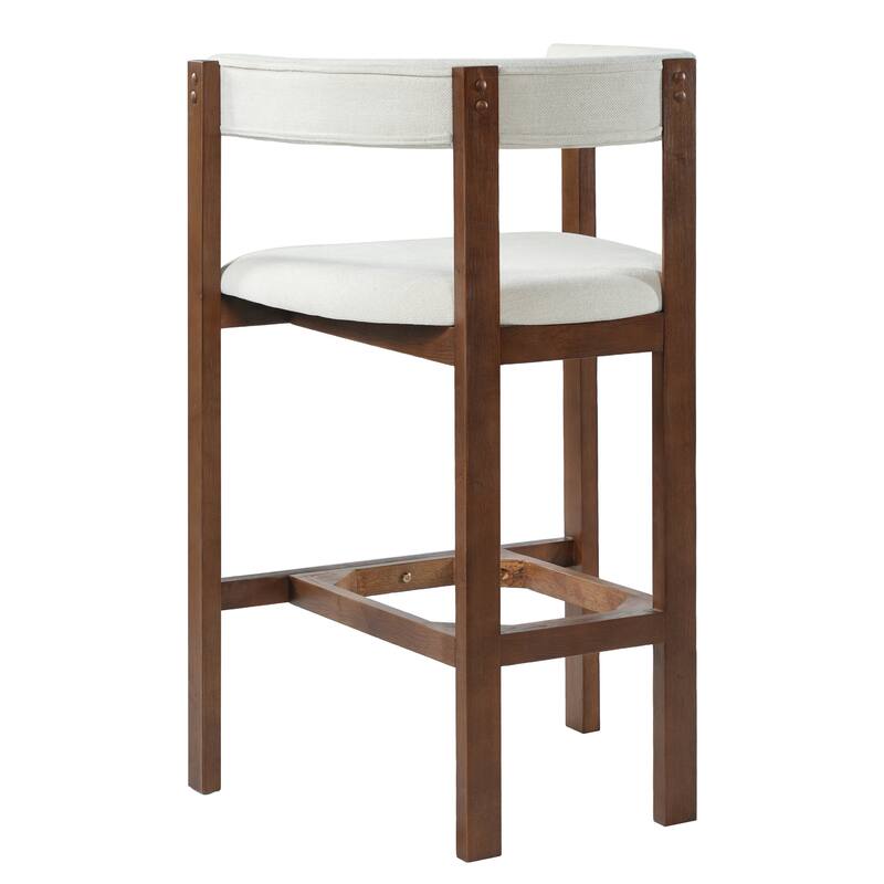 Christopher Knight Home - Julian Modern Upholstered Bar Stool Set with Curved Back and Solid Wood Frame for Dining Spaces