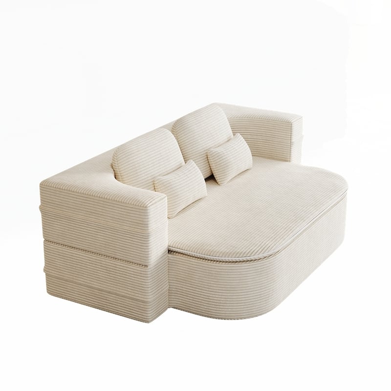 Folding Mattress Sofa with Fixed Shape Frame Convertible Sleeper Foam Sofa Bed with Blanket