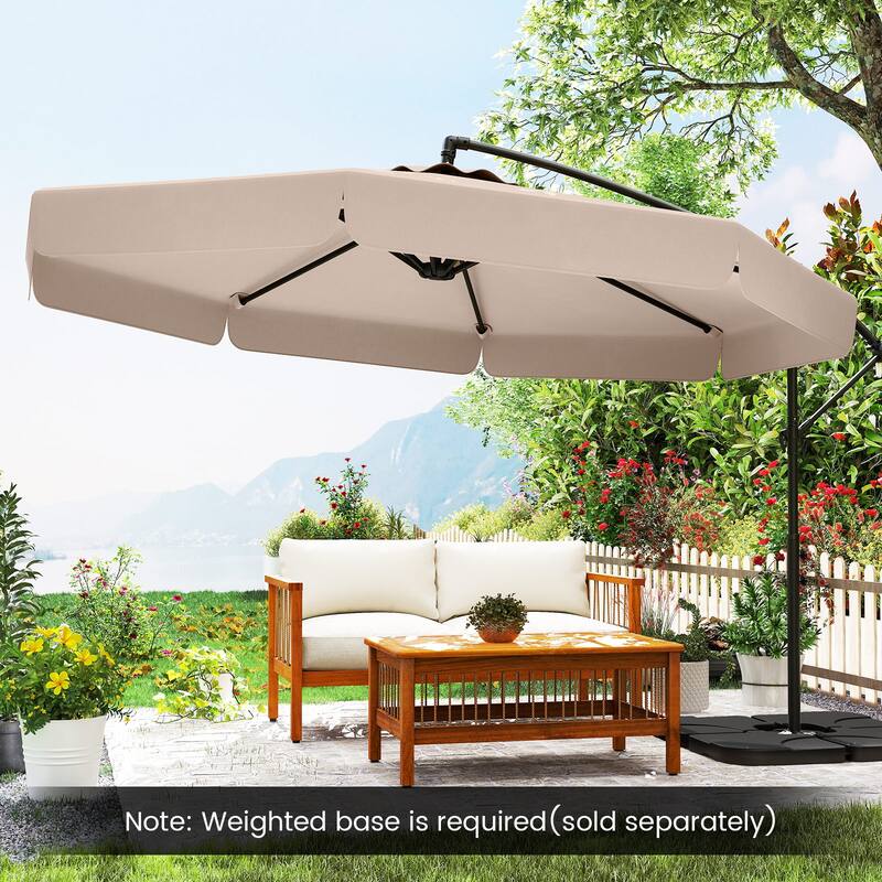 Gymax 10FT Offset Hanging Umbrella Patio Cantilever Umbrella w/ Easy