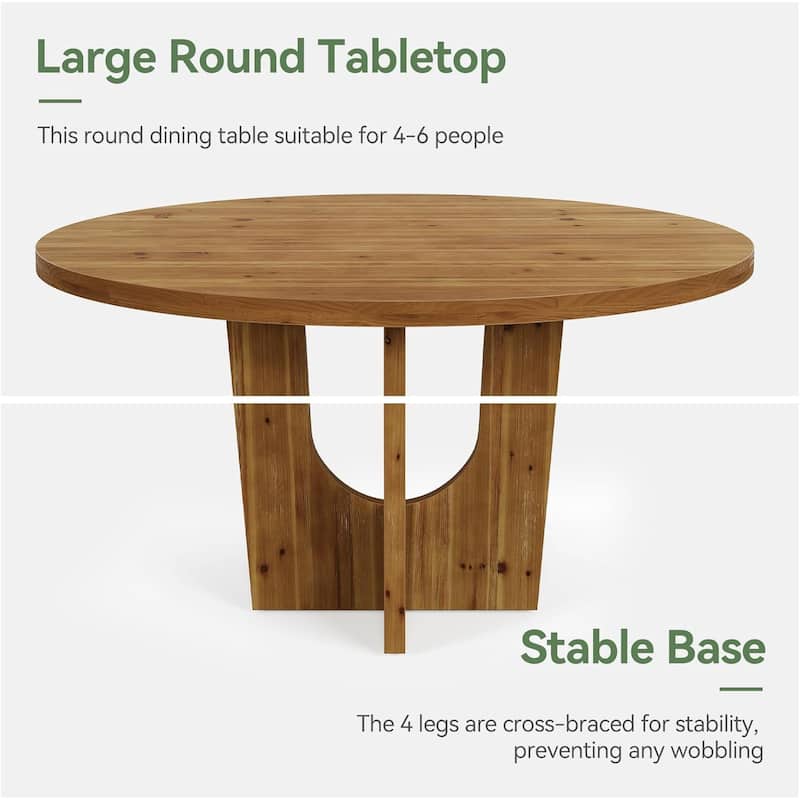 47" Solid Wood Round Dining Table Farmhouse Kitchen Table for 4-6 People - 47.2" W x 47.2" D x 29.5" H