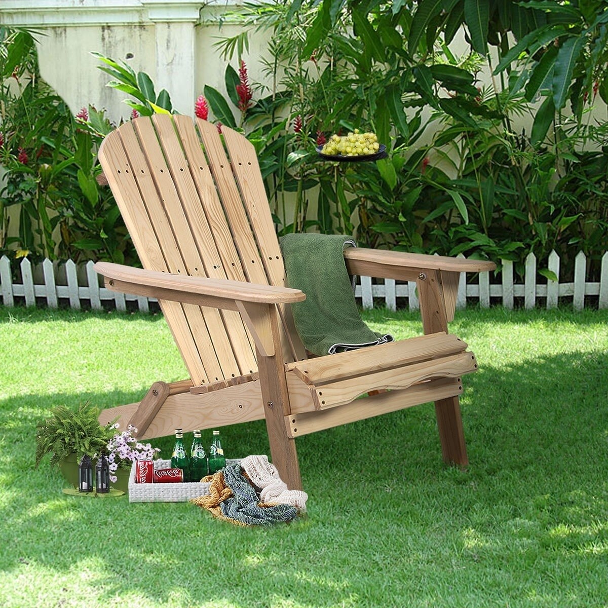 Shop Black Friday Deals On Unfinished Wood Folding Adirondack Chair Outdoor Garden Patio On Sale Overstock 30667894