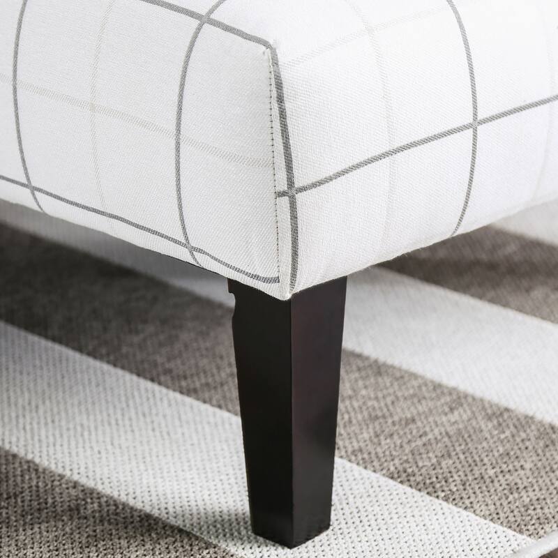 Feer Transitional Ivory Fabric Upholstered Cocktail Ottoman by Furniture of America