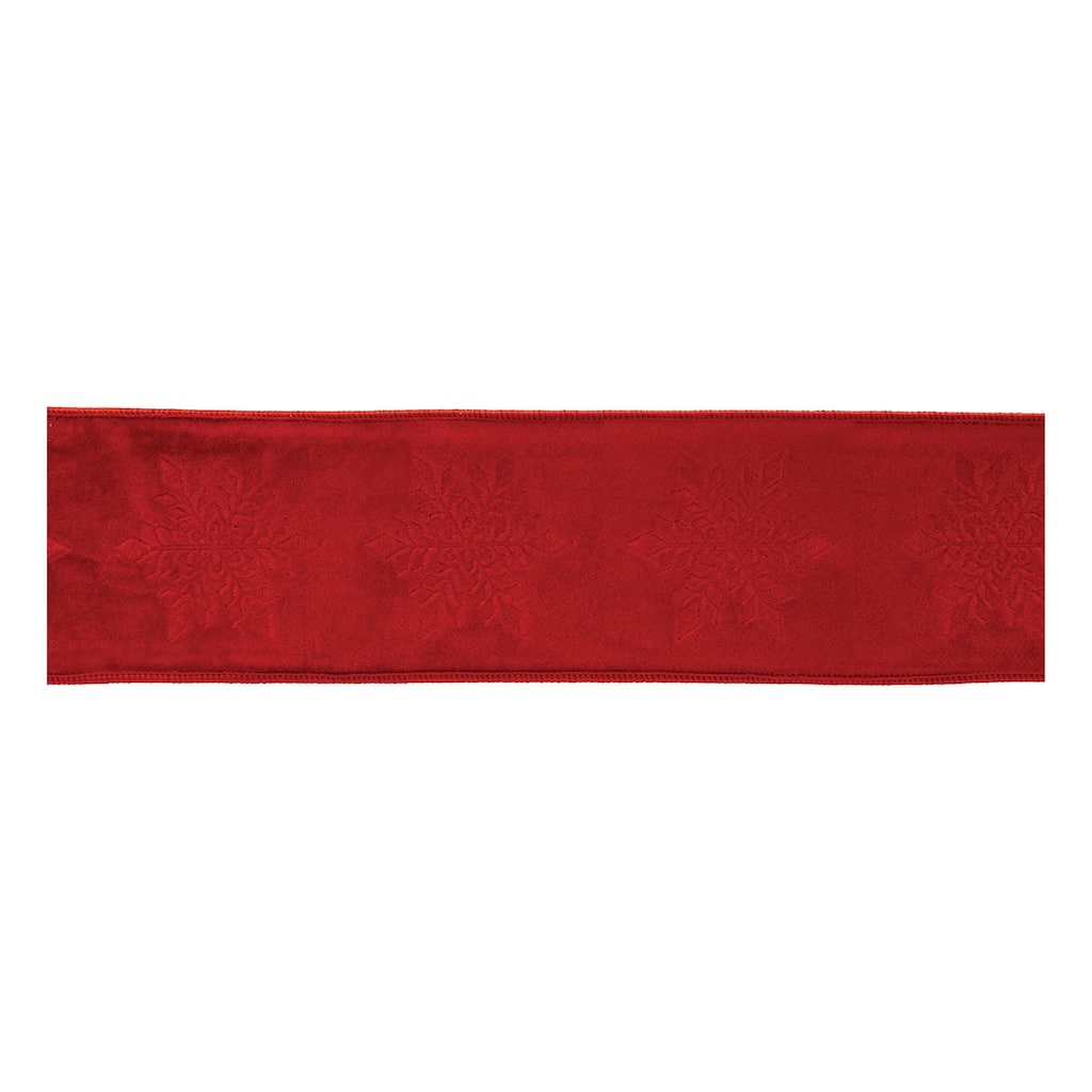 Red Snowflake Wired Ribbon 4 Inch x 5 Yards for Holiday Crafts Decor - 4" x 5 Yds.