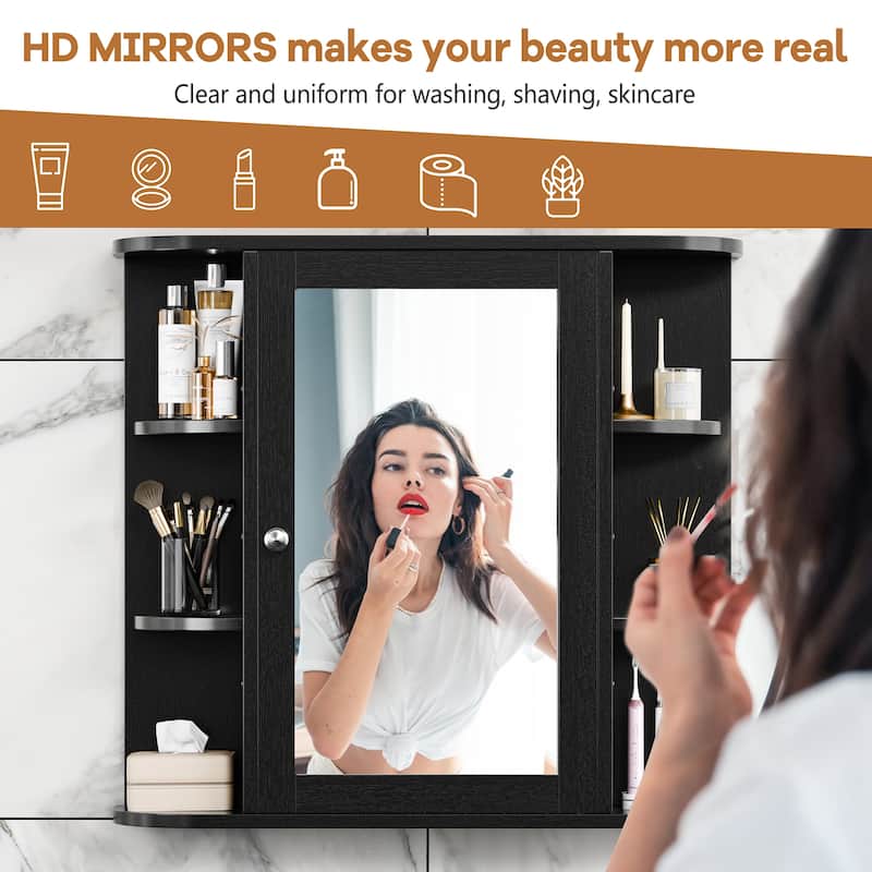 Futzca Bathroom Medicine Cabinet with Mirror and 6 Open Shelves