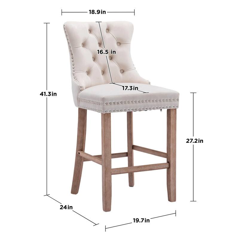 Contemporary Velvet Upholstered Counter Bar Stools Set of 4