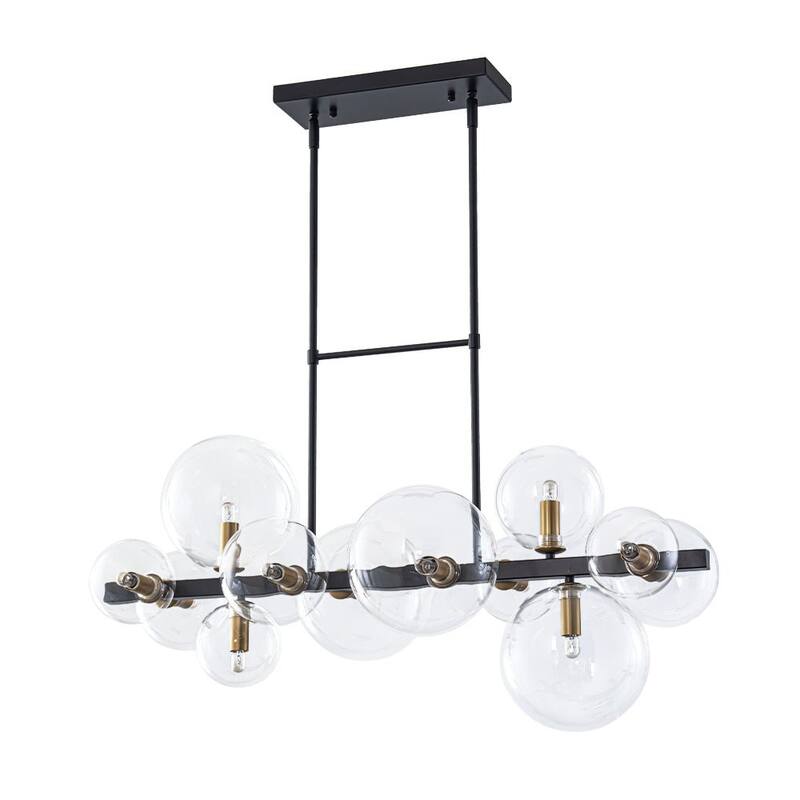 12-Light Mid-century Clear Glass Globe Island Chandelier