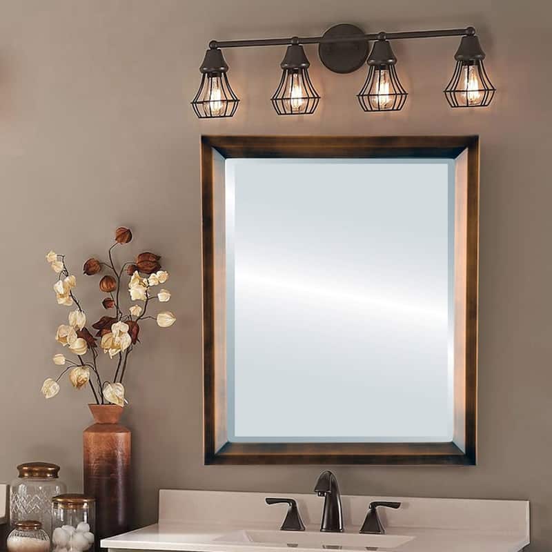 Huntington Framed Rectangle Mirror in Rubbed Bronze - Antique Bronze