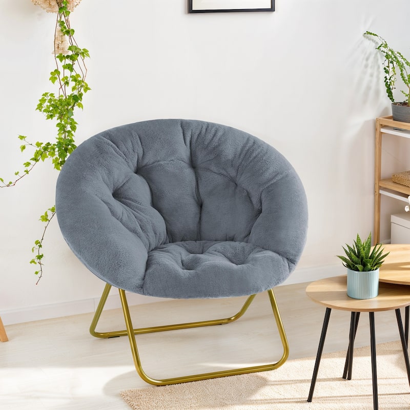 Comfy Linen Button Tufted Upholstered Accent Chair, Reading Armchair Sofa for Living Room, Bedroom -  Stone Grey