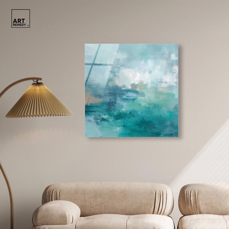 Green Blue II Acrylic by Art Remedy, Ready to Hang
