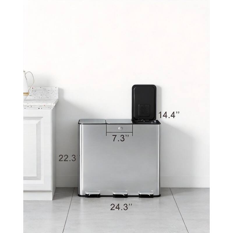 3 Compartments Trash Can, with Lids Airtight