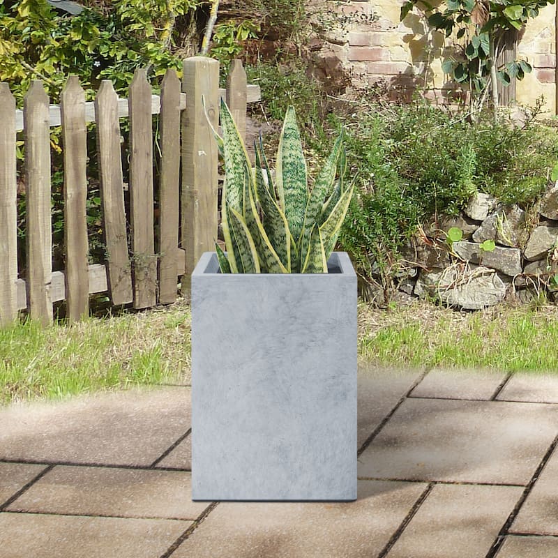 Durx-litecrete Lightweight Concrete Tall Square Cement Color Planter-Medium - 11"x11"x15.7"