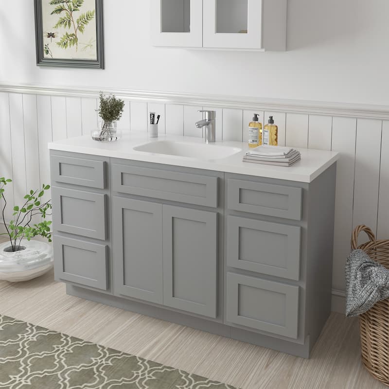 Vanity Art 54" Oak Freestanding Bathroom Vanity Cabinet without Top