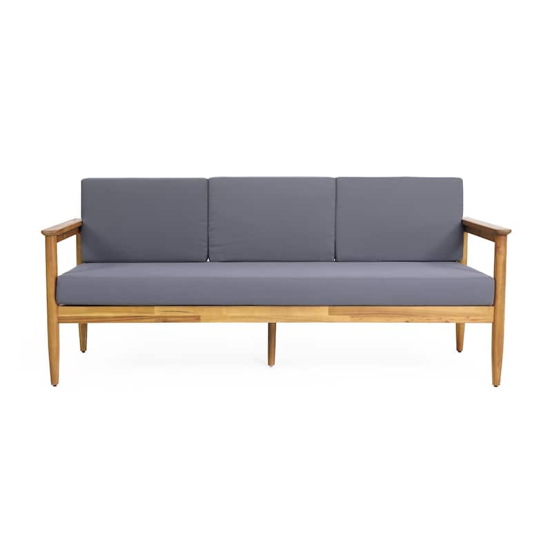 Magnolia Outdoor Acacia Wood 3 Seater Sofa by Christopher Knight Home - 76.25" W x 27.00" D x 25.50" H
