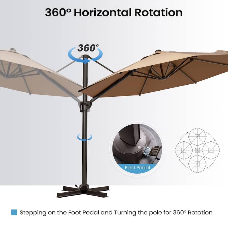 10ft Patio Cantilever Umbrella Adjustable Offset Umbrella with Weighted Base