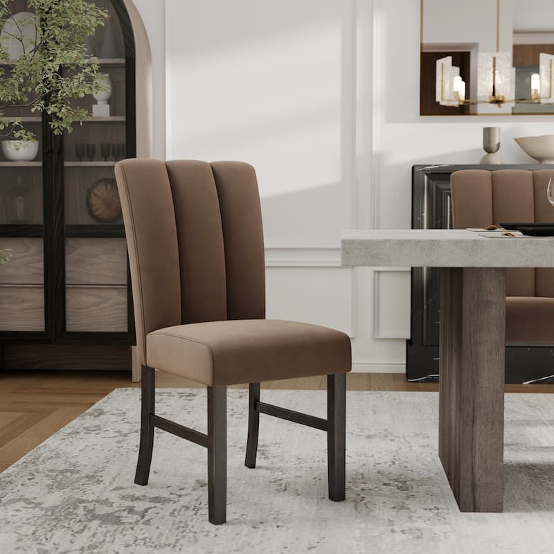 Roundhill Furniture Sorlen 6-Piece Dining Set, 3D Faux Concrete Table with 4 Chocolate Fabric Chairs and a Bench