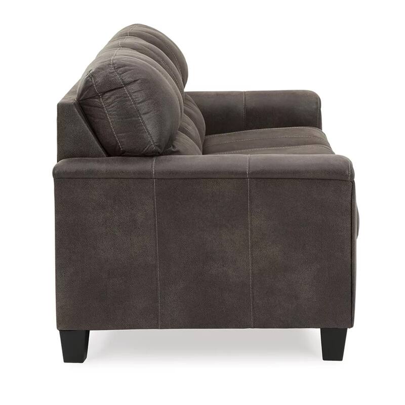 Nav 89 Inch Queen Sofa Sleeper with Plush Cushions, Taupe Faux Leather