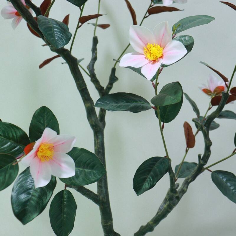 Artificial Magnolia Tree, Realistic Faux Plants in Pot for Home Office Decor