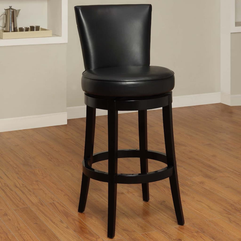 Boston Upholstered High Back Bar or Counter Height Swivel Bar Stool with Nailhead Trim