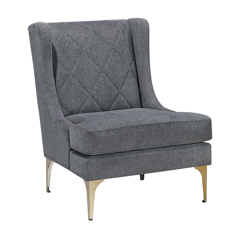 Margo 28" Chenille Accent Chair - Brushed Gold Finish Metal Legs - Dark Gray